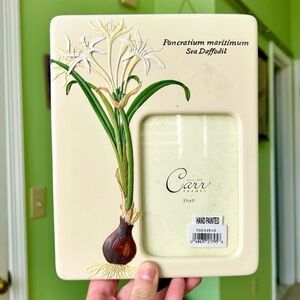 VTG Textured Floral Bulb Ceramic Glass Picture Frame Cottagecore Art Display